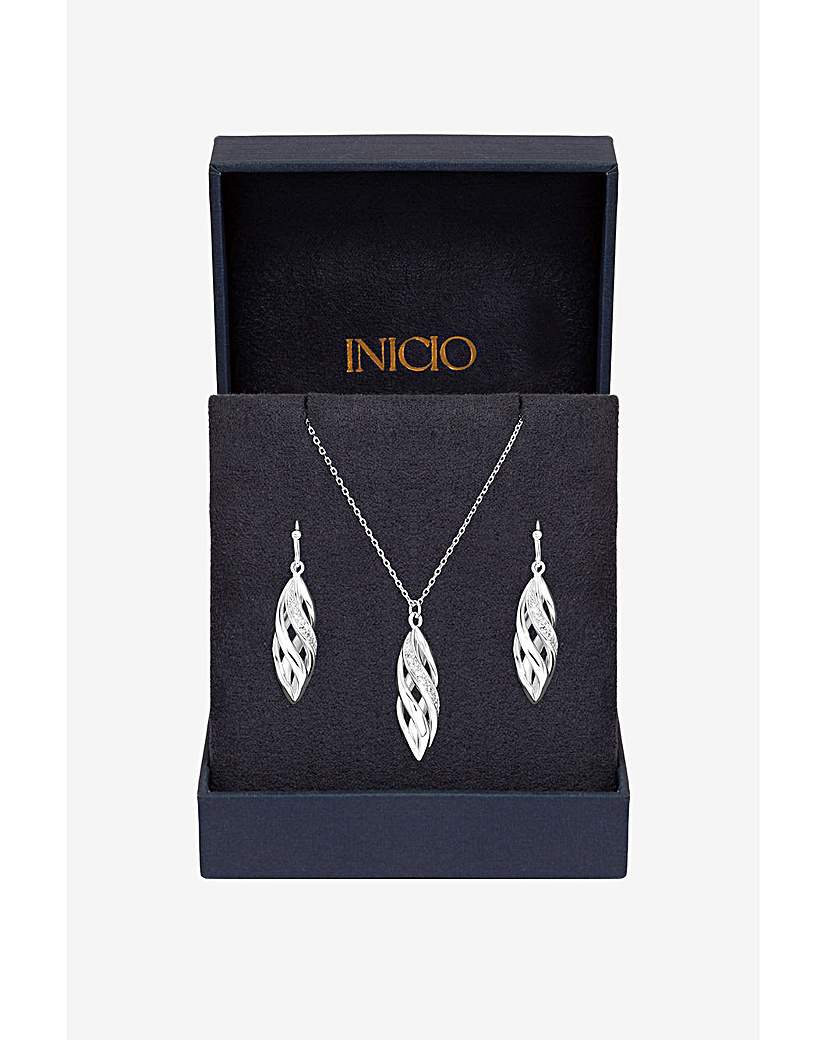 Polished & Pave Open Swirl Drop Set