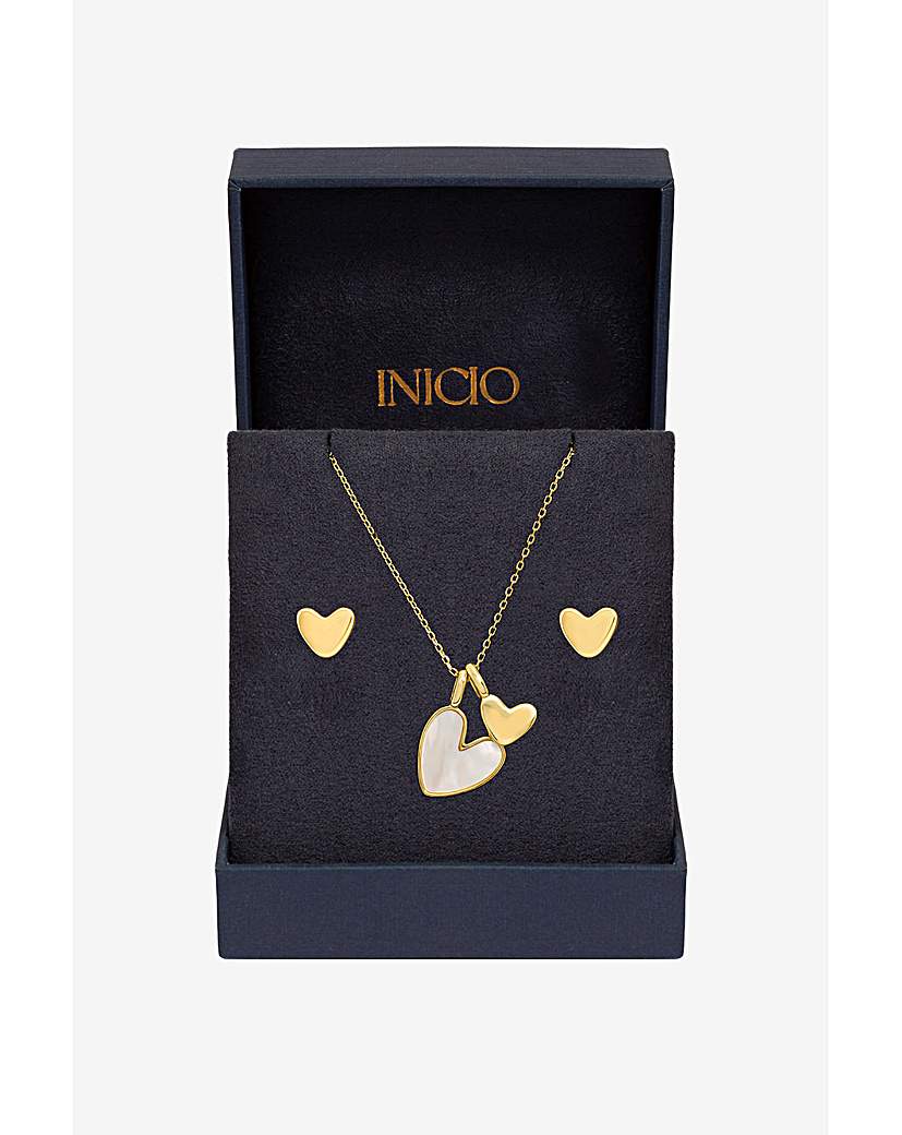 Gold MOP Heart Set