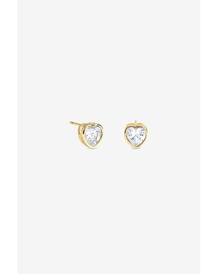 Gold Heart Bezel Studs