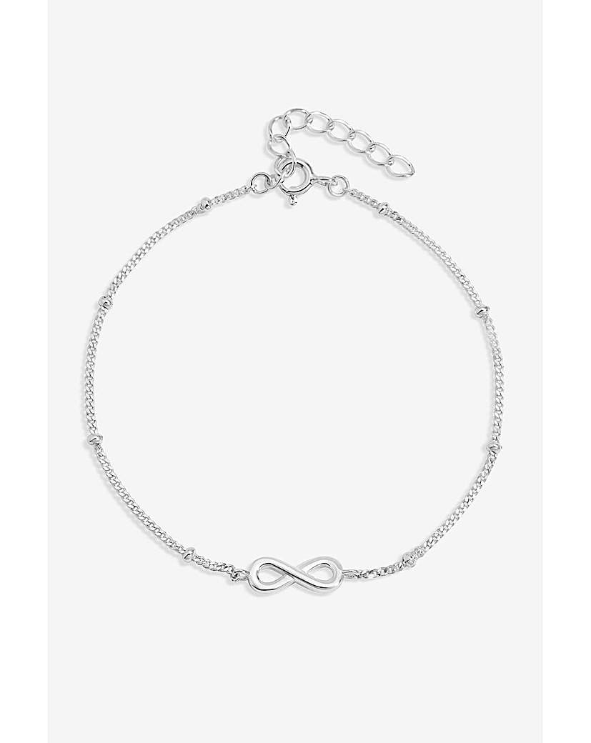 Silver Polished Infinity Chain Bracelet