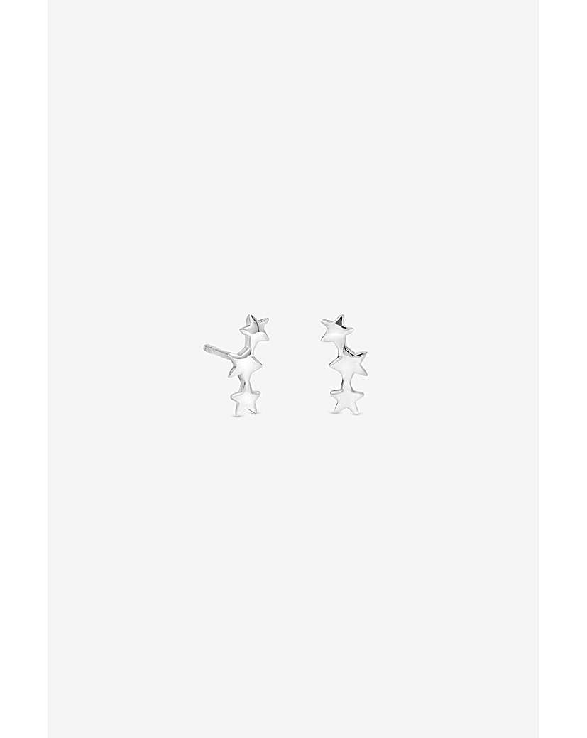 Silver Polished Three Star Earrings