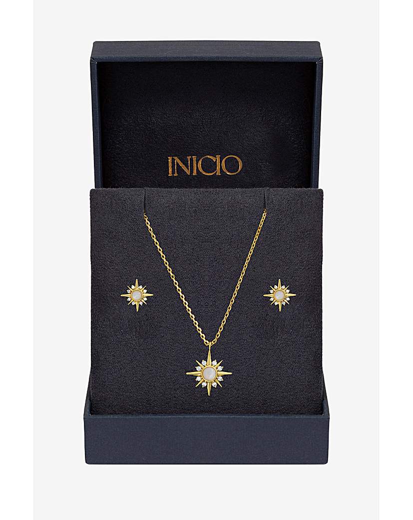 14K Gold CZ Star Set
