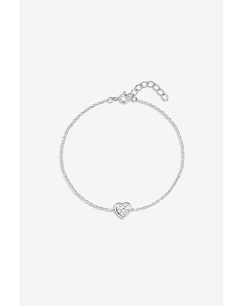 Silver Bezel Heart Bracelet
