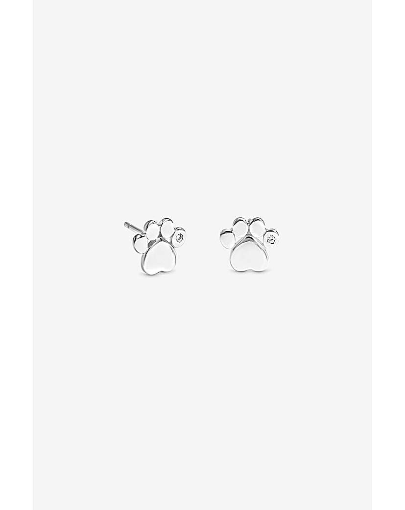 Silver Paw Print Studs
