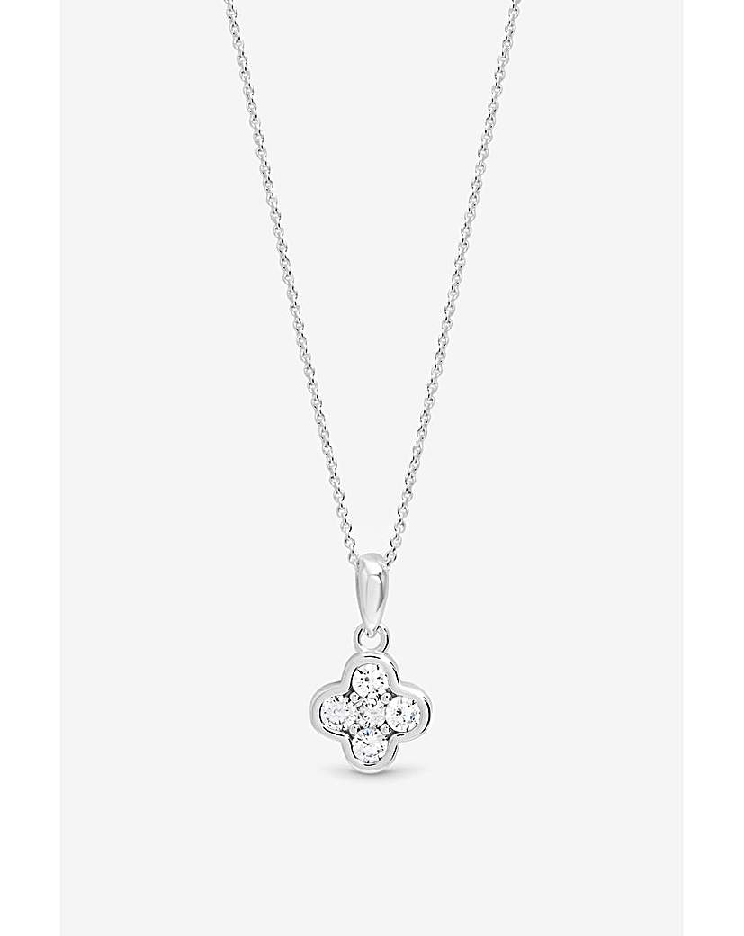Silver CZ Clover Pendant