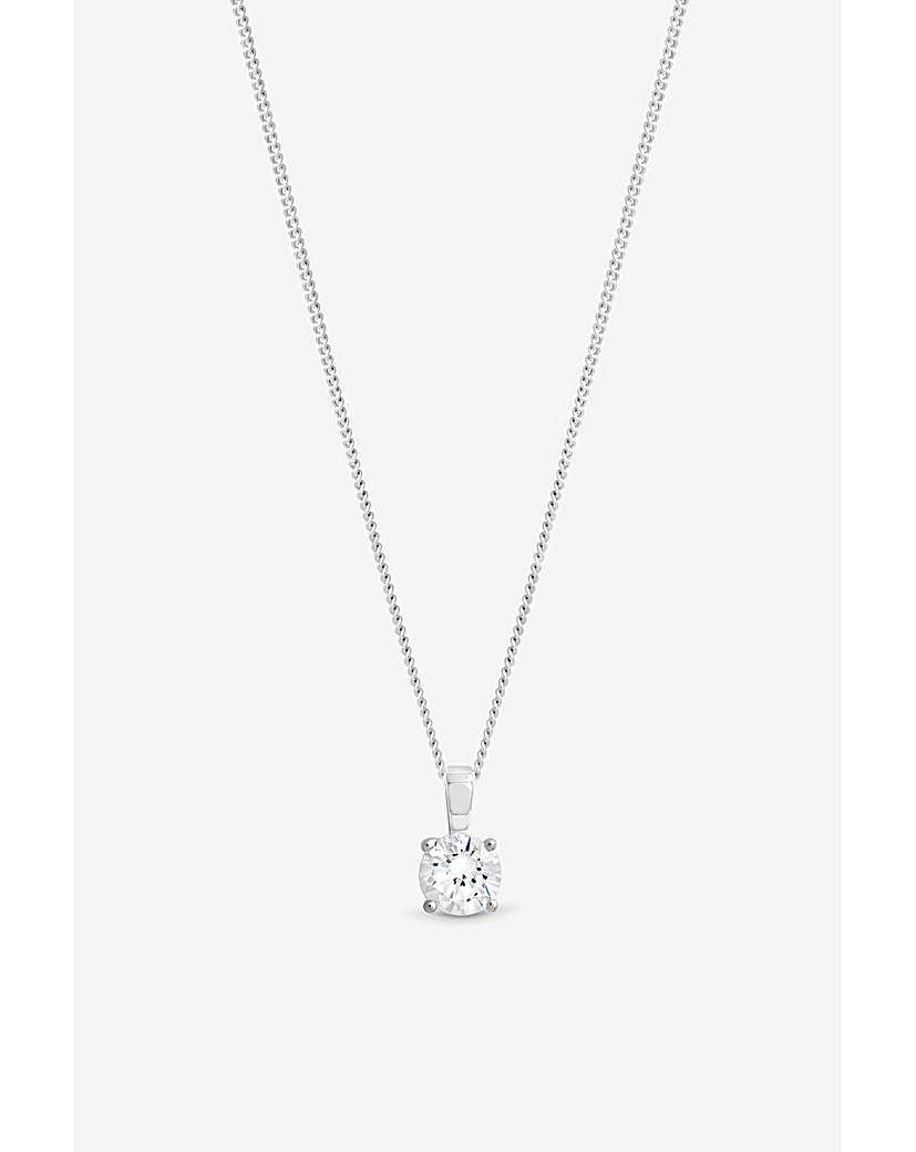 Silver CZ Solitaire Pendant