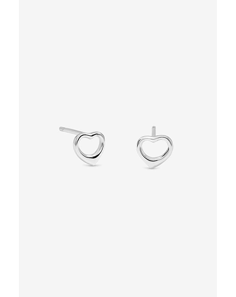 Silver Open Heart Studs