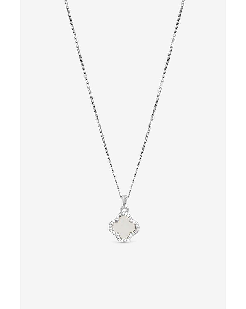 Silver CZ & MOP Clover Pendant