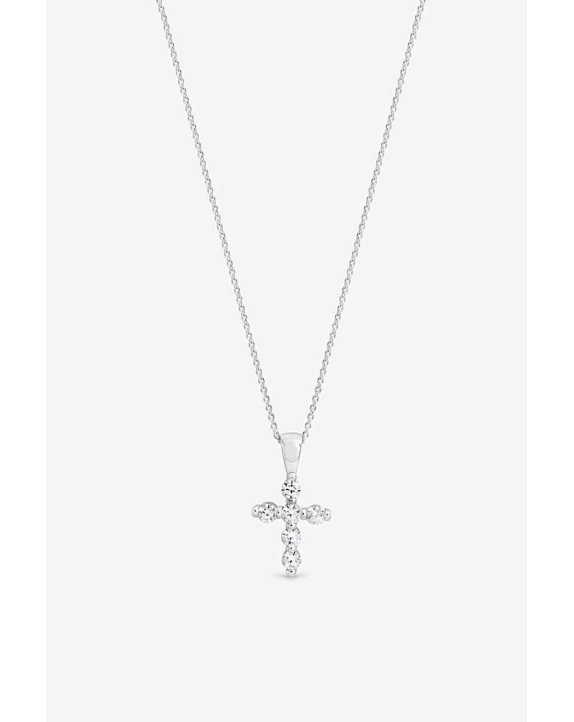 Silver CZ Cross Necklace