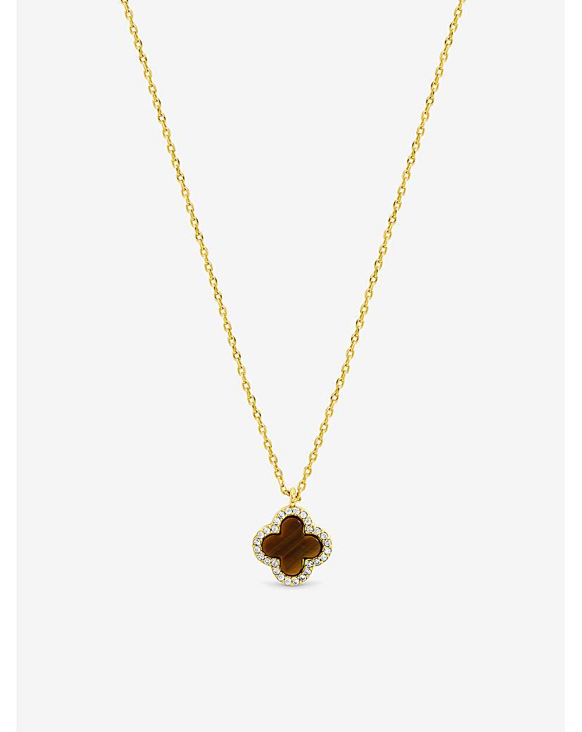 Gold & Tiger Eye Clover Pendant