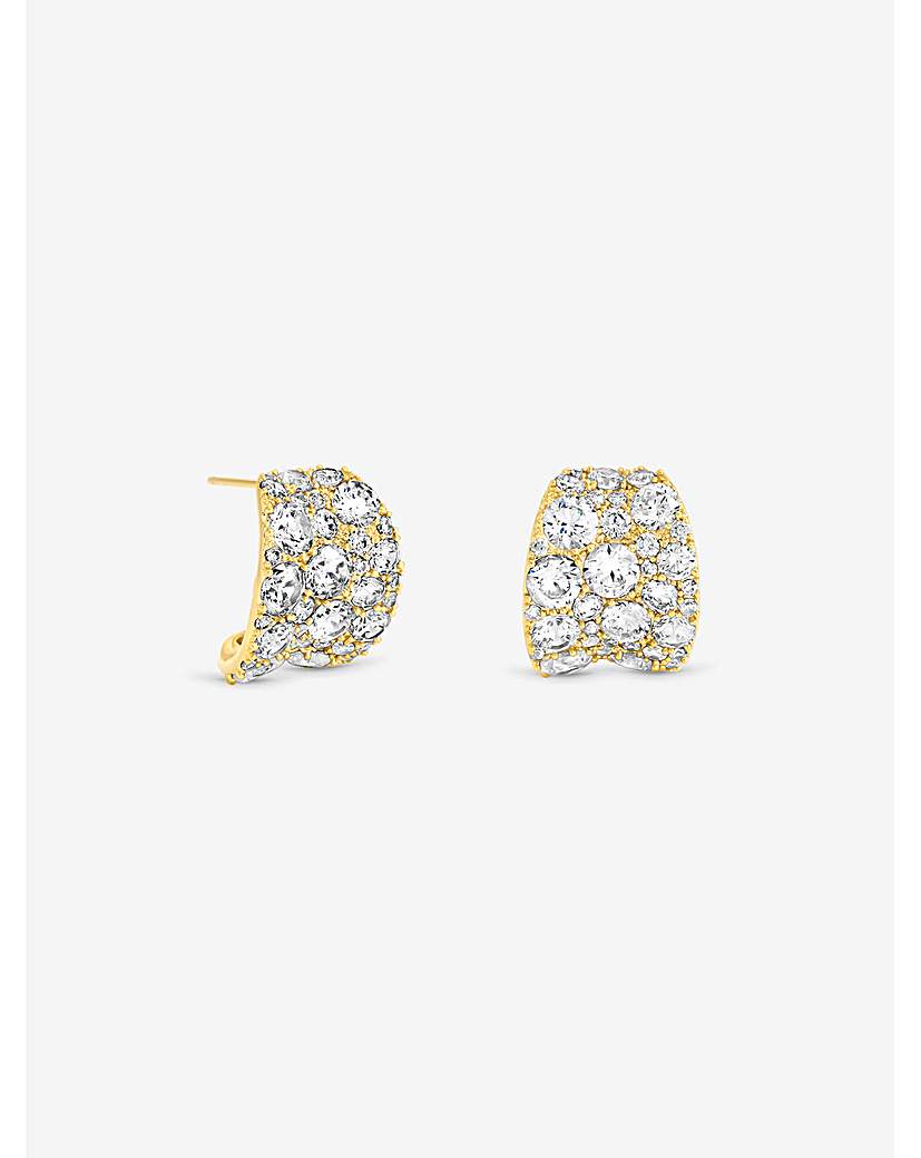 Gold & Pave Curve Earrings
