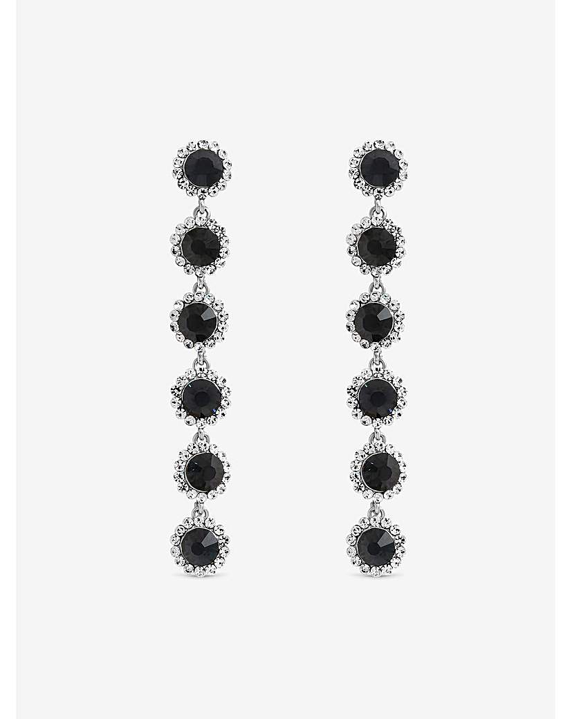Rhodium & Sapphire Tripple Halo Earrings