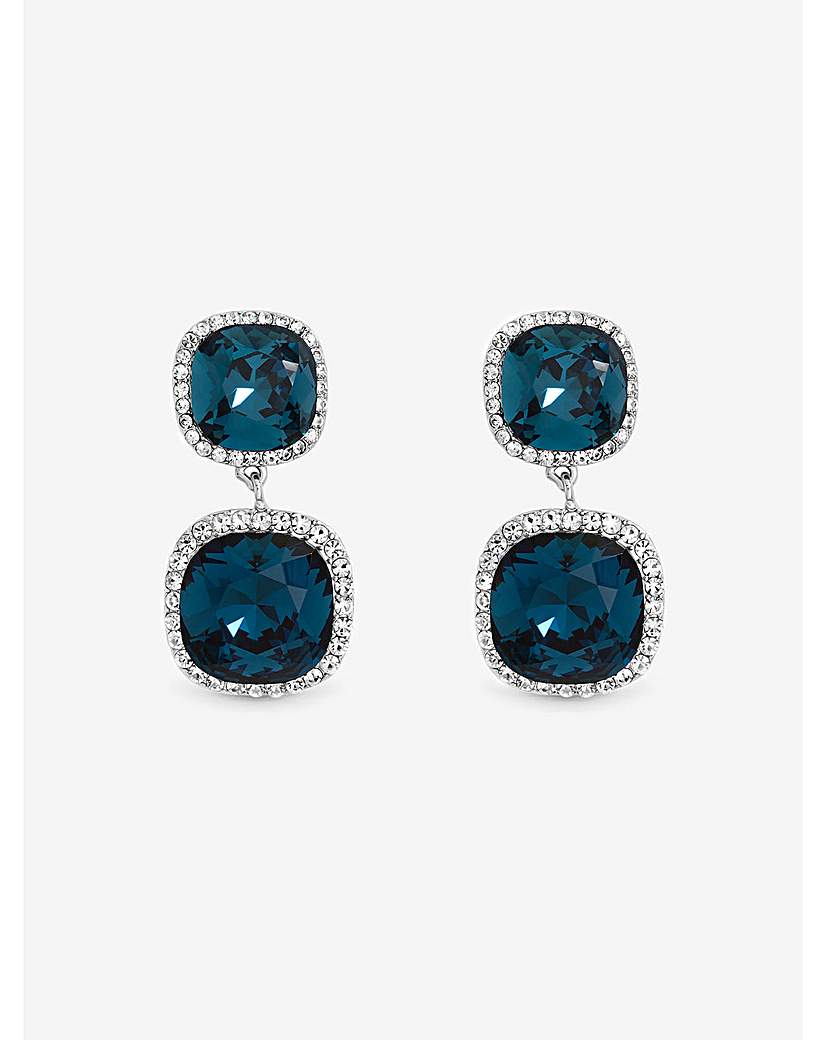 Rhodium & Sapphire Halo Earrings