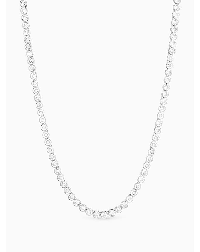 Silver Tennis Round Bezel Necklace