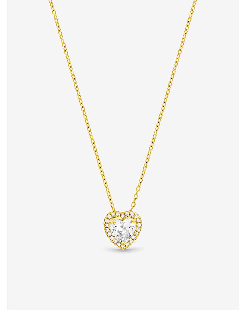 Gold & Crystal Halo Heart Pendant
