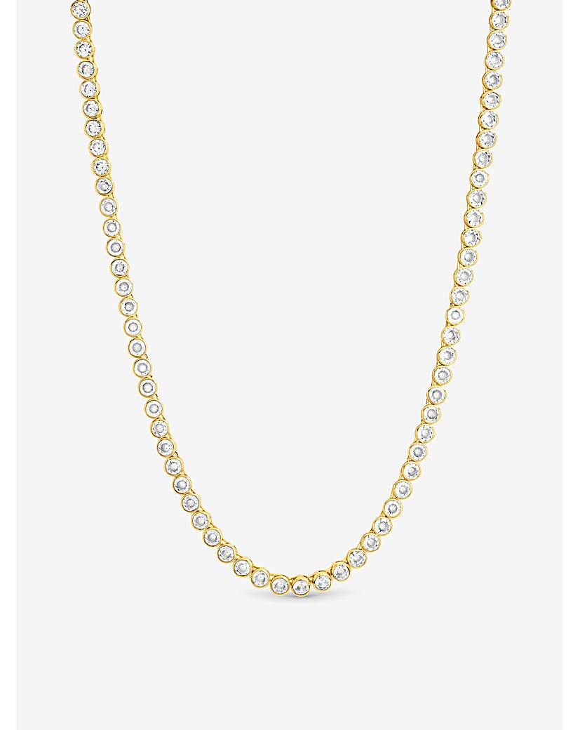 Gold Tennis Round Bezel Necklace