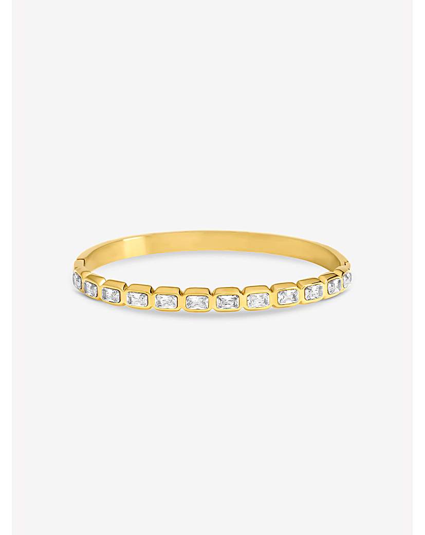 Silver Crystal Stone Bangle