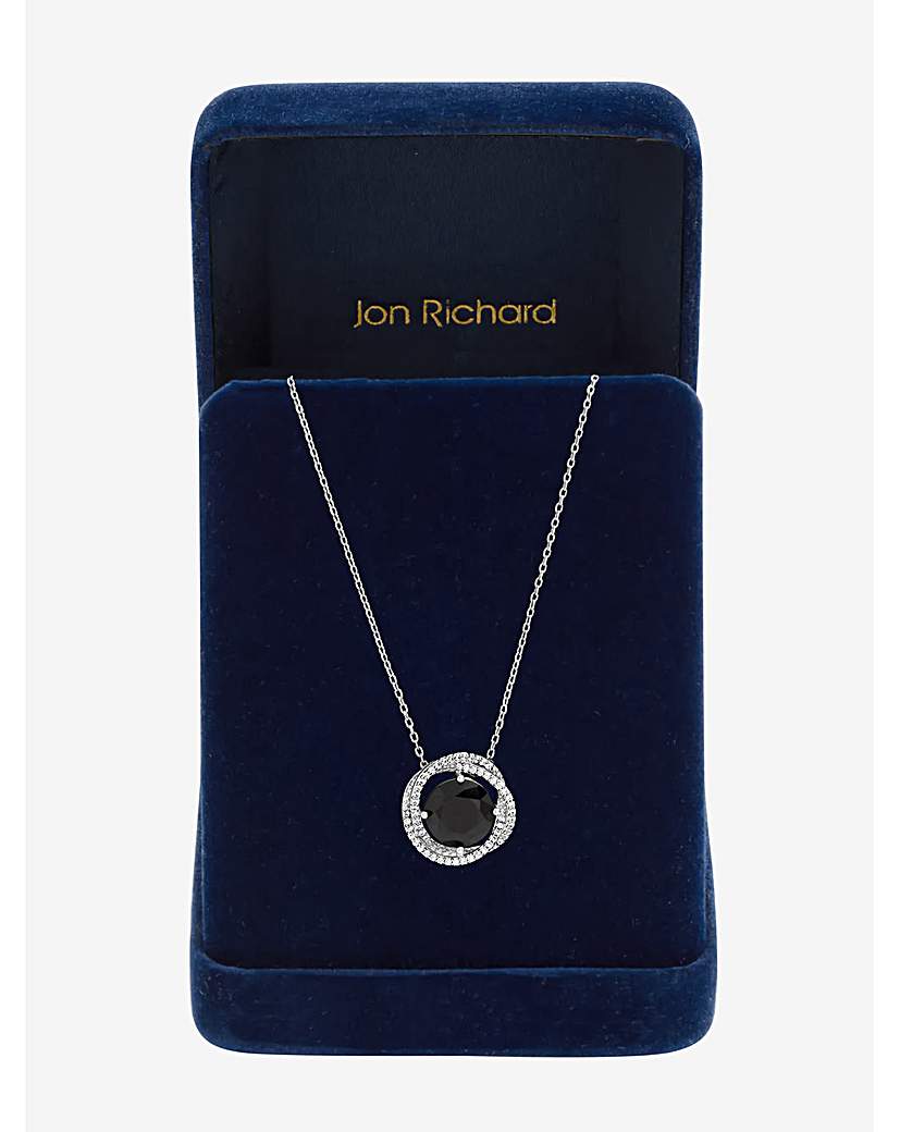 Rhodium CZ Halo Sapphire Pendant