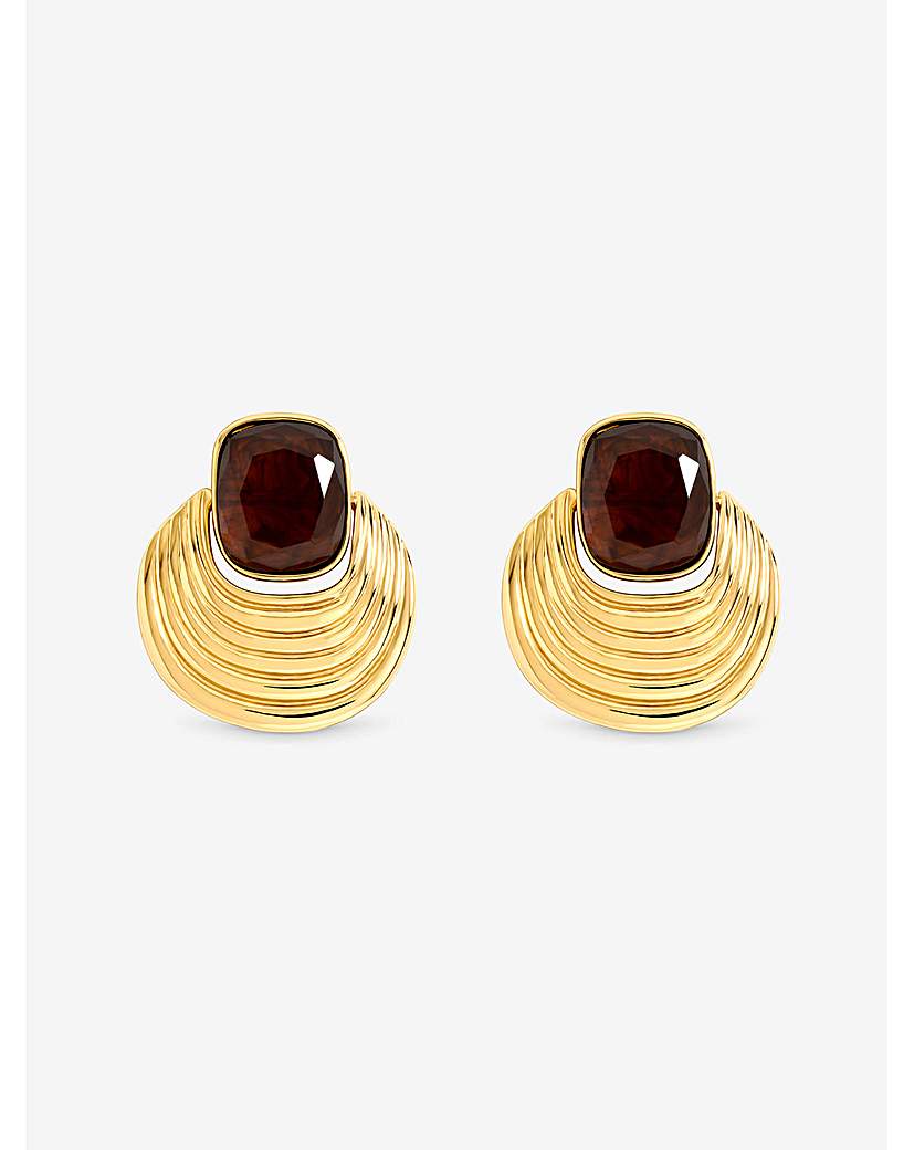 Gold Resin & Ridge Earrings
