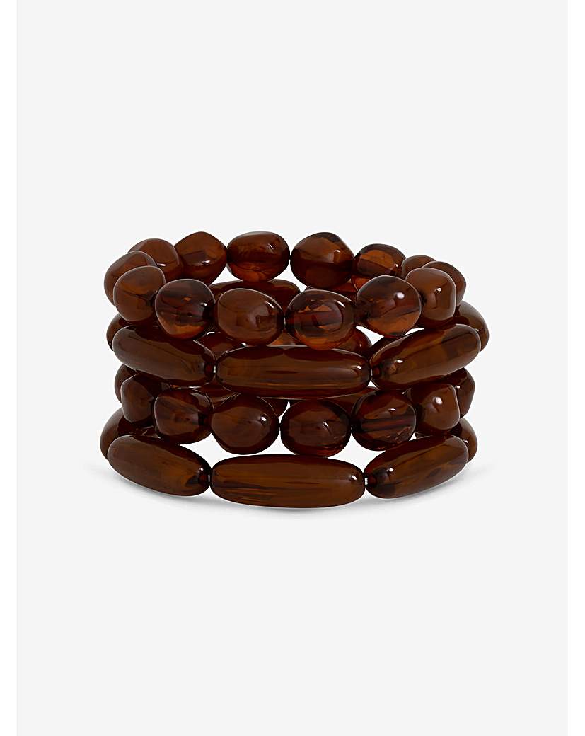 Brown Beaded Multirow Bracelet Pack