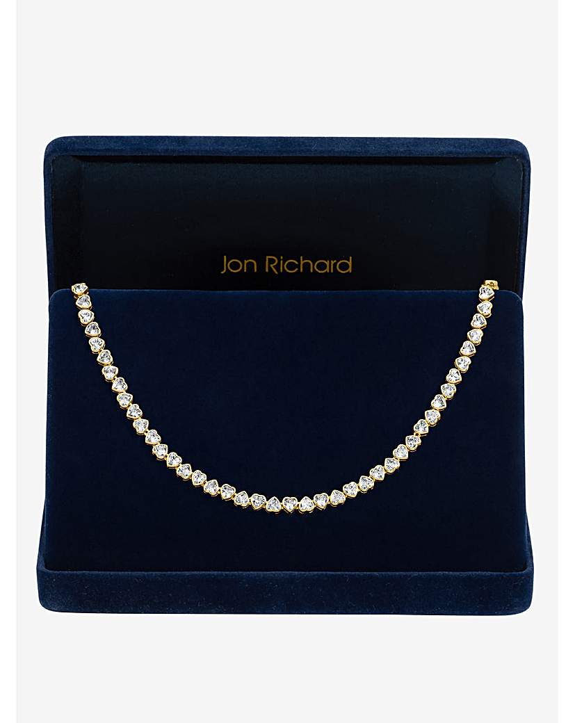 Gold CZ Heart Allway Tennis Necklace