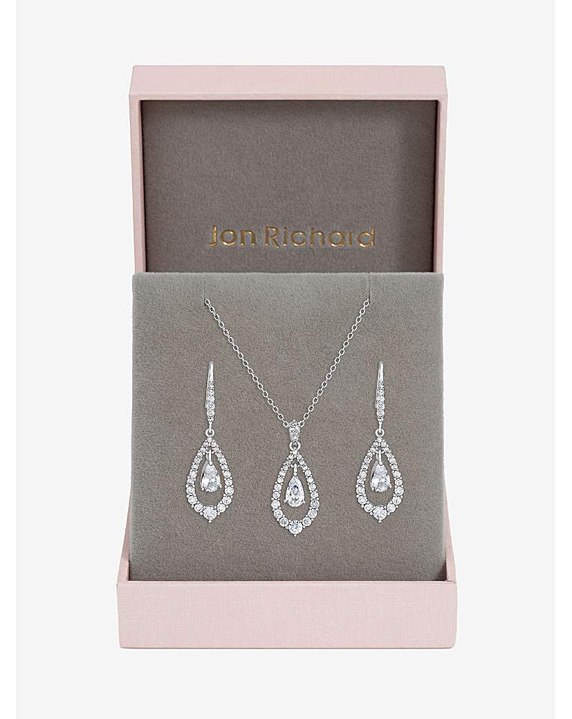 Rhodium & Crystal Pear Drop