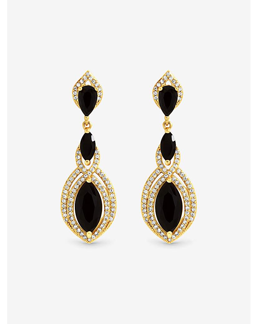 Gold & Jet Navette Earrings