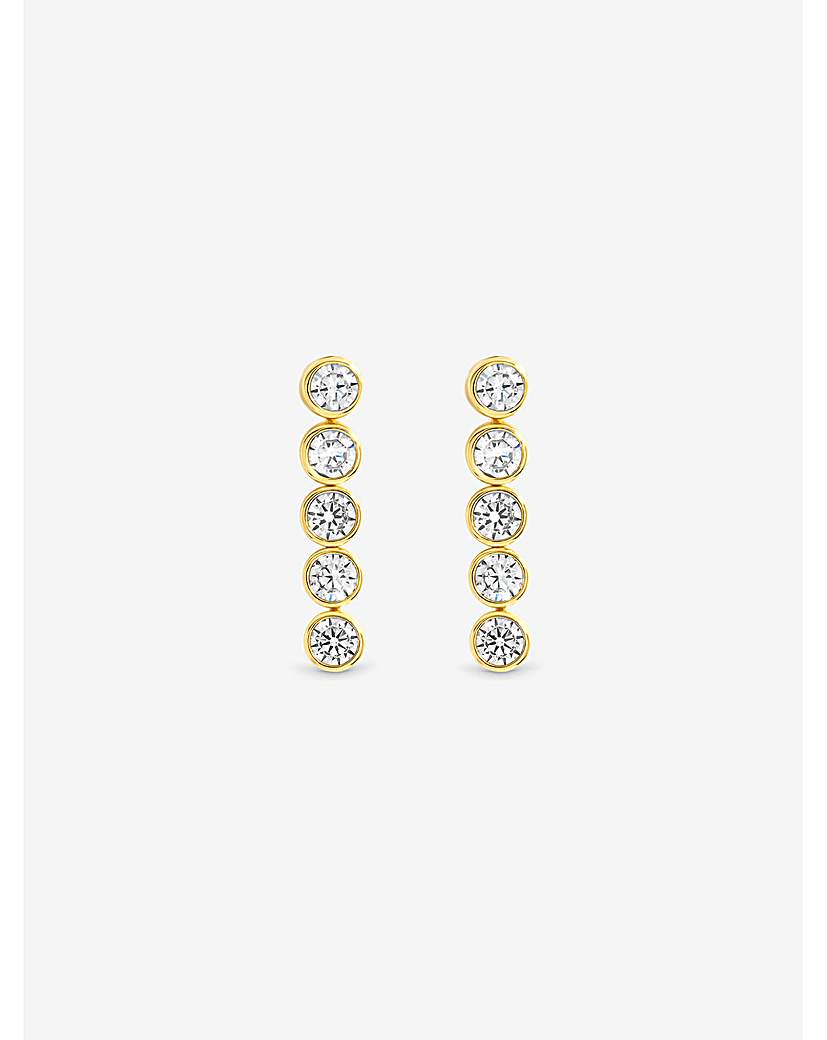 Gold Tennis Round Bezel Earrings