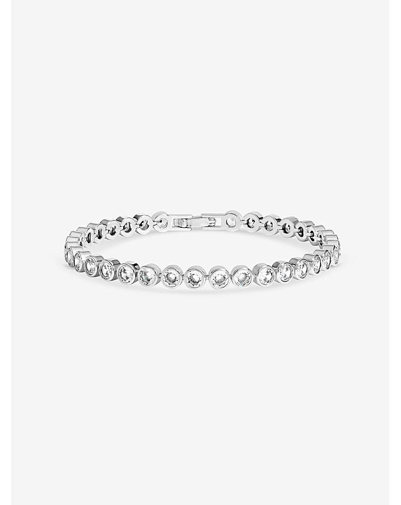Silver Tennis Round Bezel Bracelet