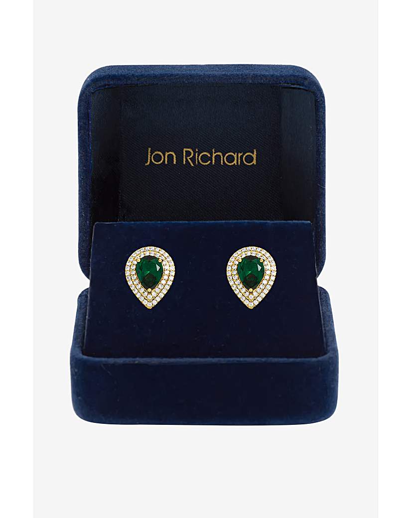 Gold CZ Pear Studs