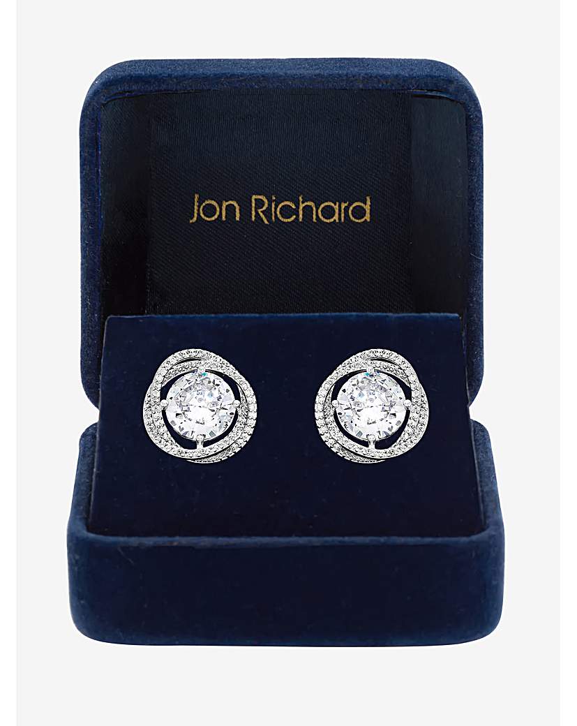 Rhodium CZ Halo Studs