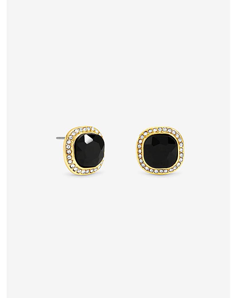 Gold & Jet & Crystal Studs