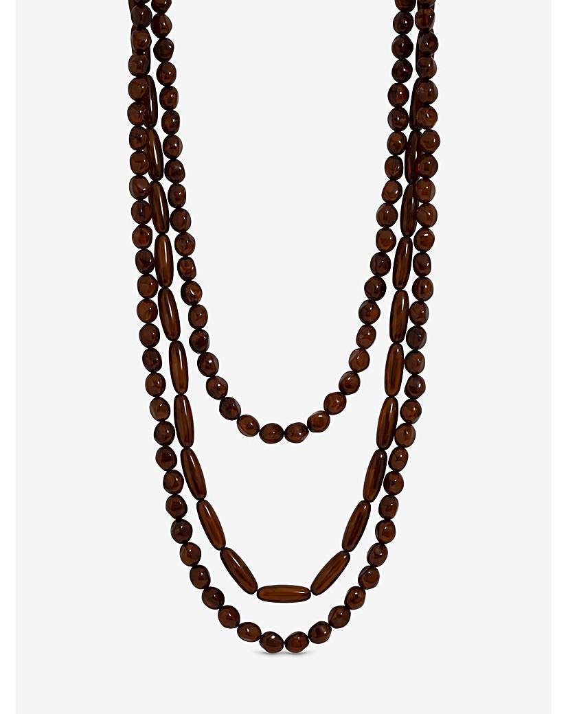 Brown Beaded Multirow Necklace