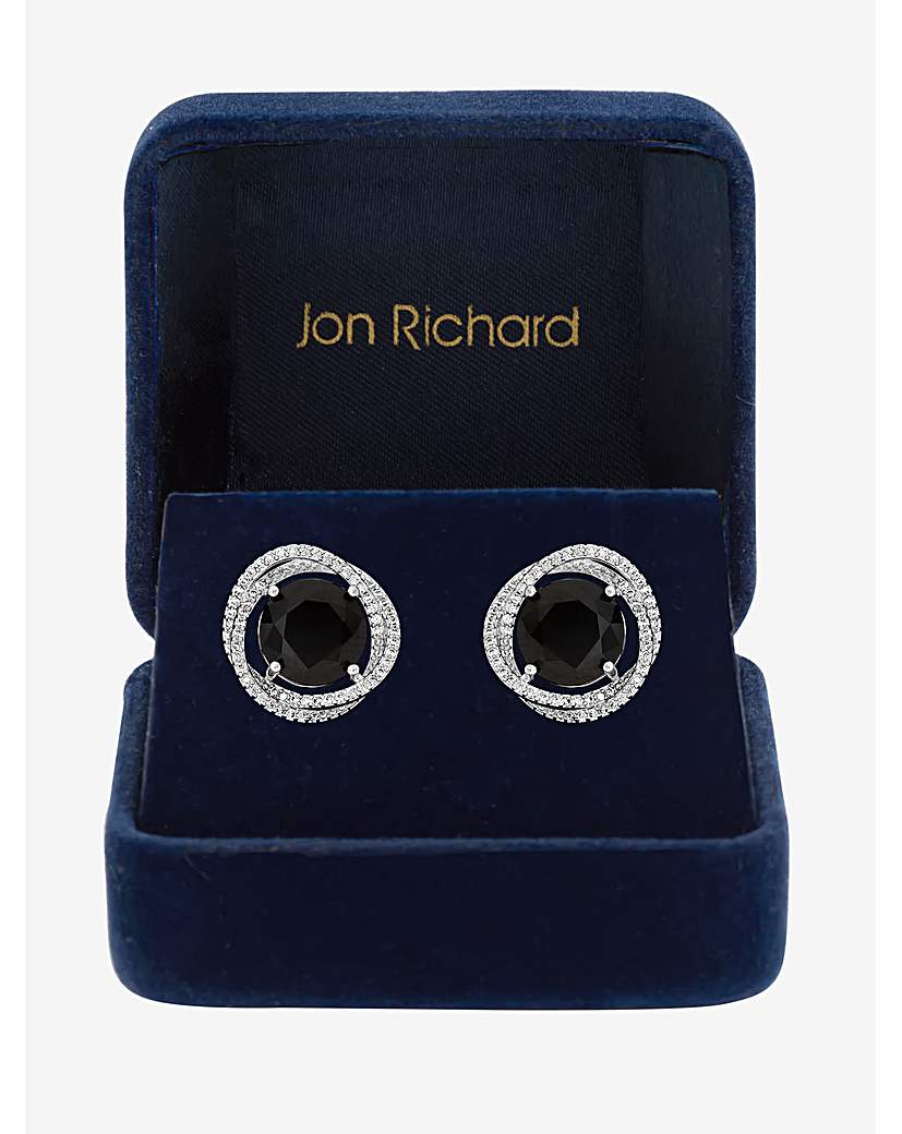 Rhodium CZ Halo Sapphire Studs