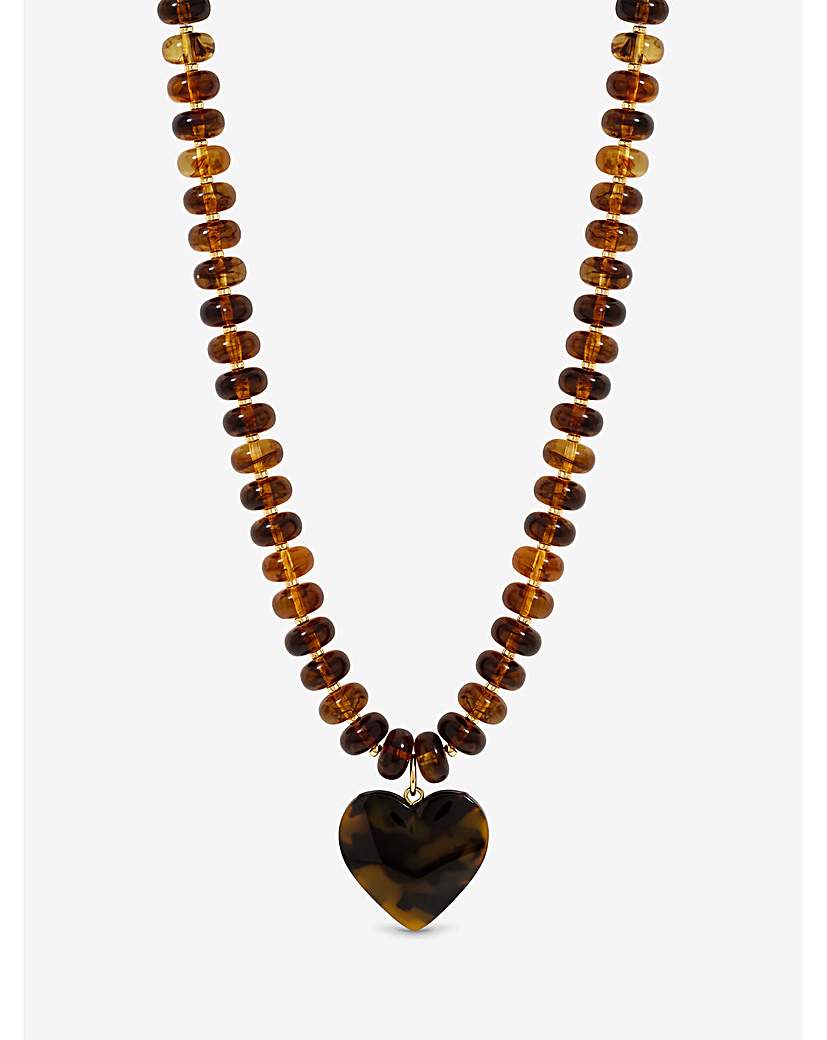 Gold Beaded Heart Necklace