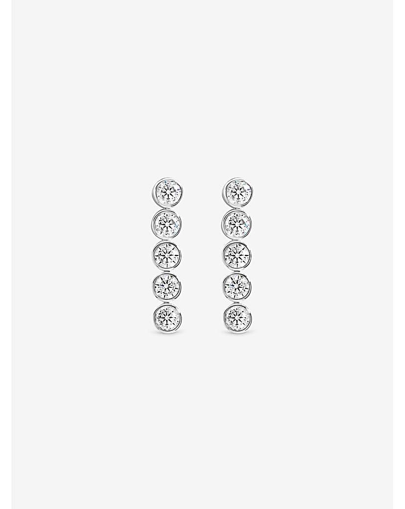 Silver Tennis Round Bezel Earrings
