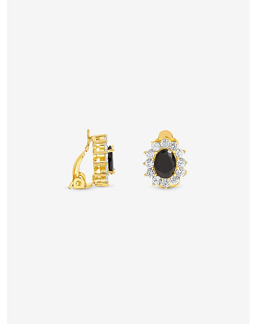 Gold & Jet Vintage Halo Earrings