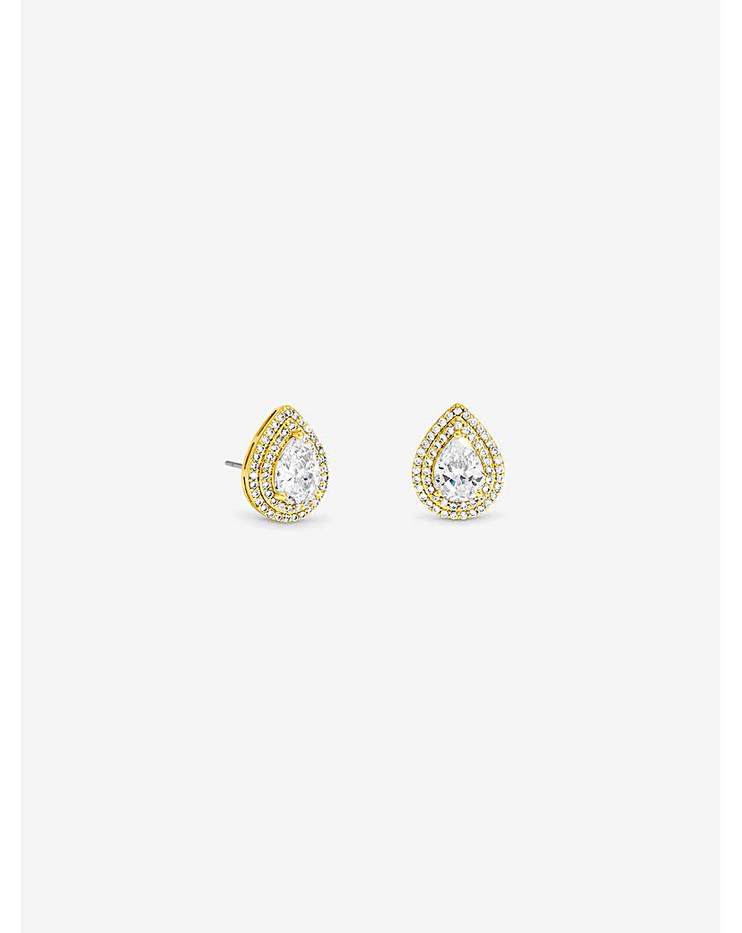 Gold & Crystal Pear Earrings