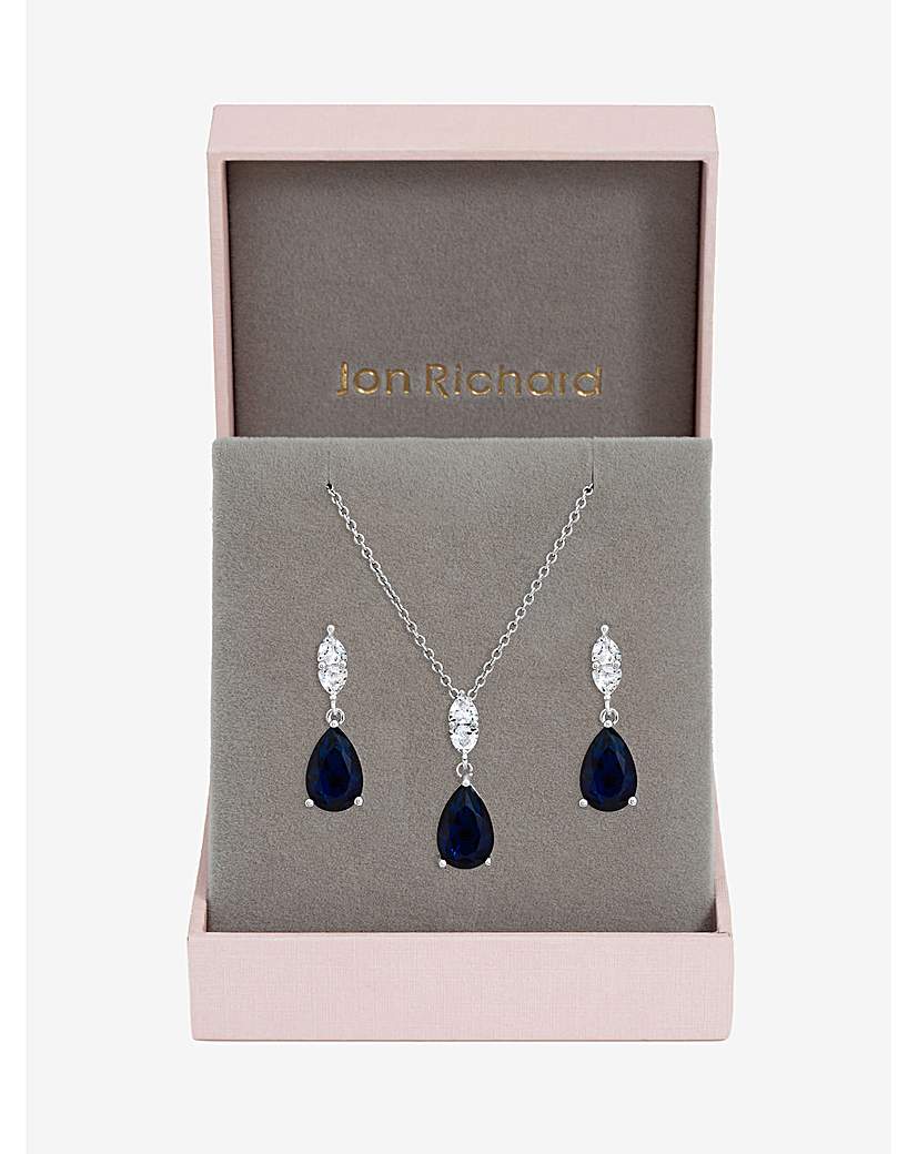 Rhodium & Sapphire Peardrop