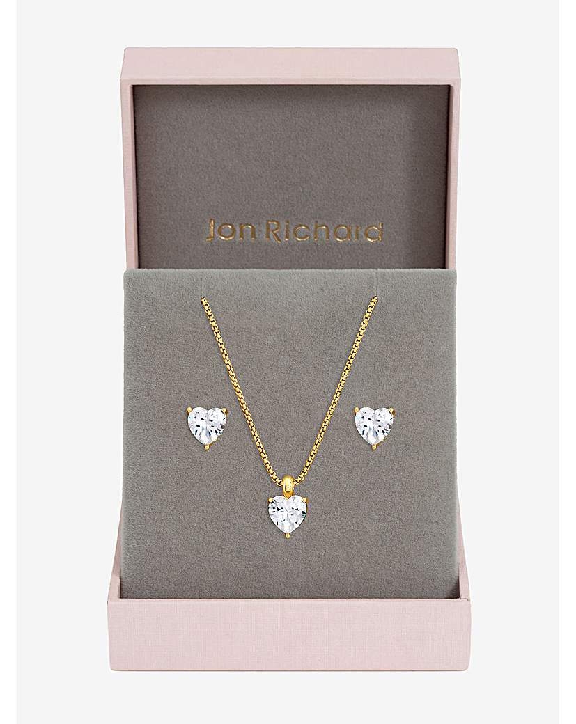 Gold CZ Heart Set