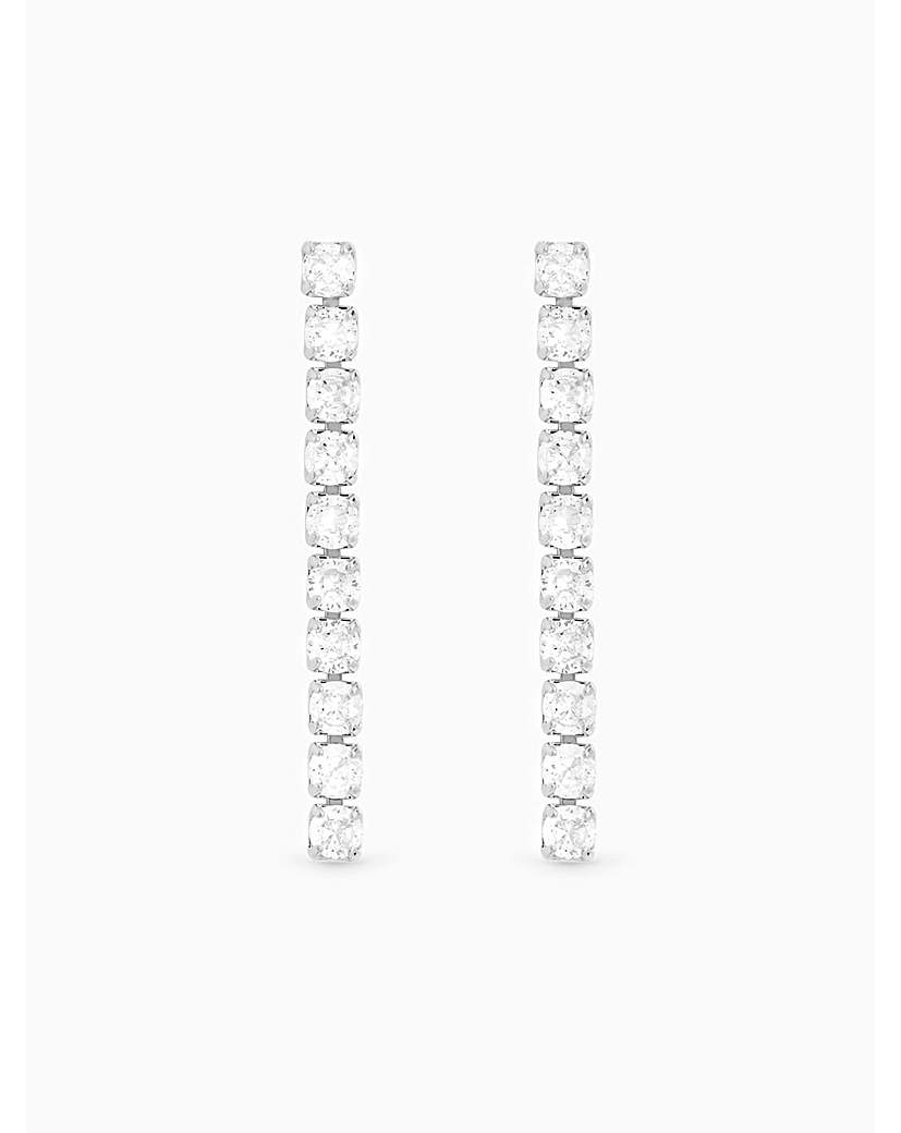 Rhodium & CZ Round Tennis Earrings