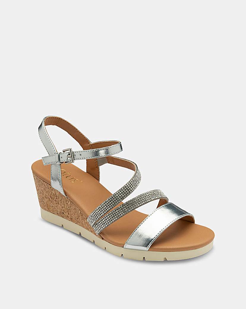 Lotus Goldie Strappy Cork Wedge