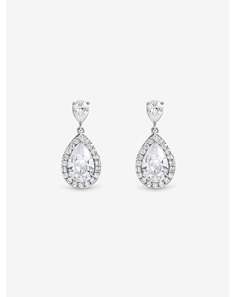 Rhodium Pear Earrings