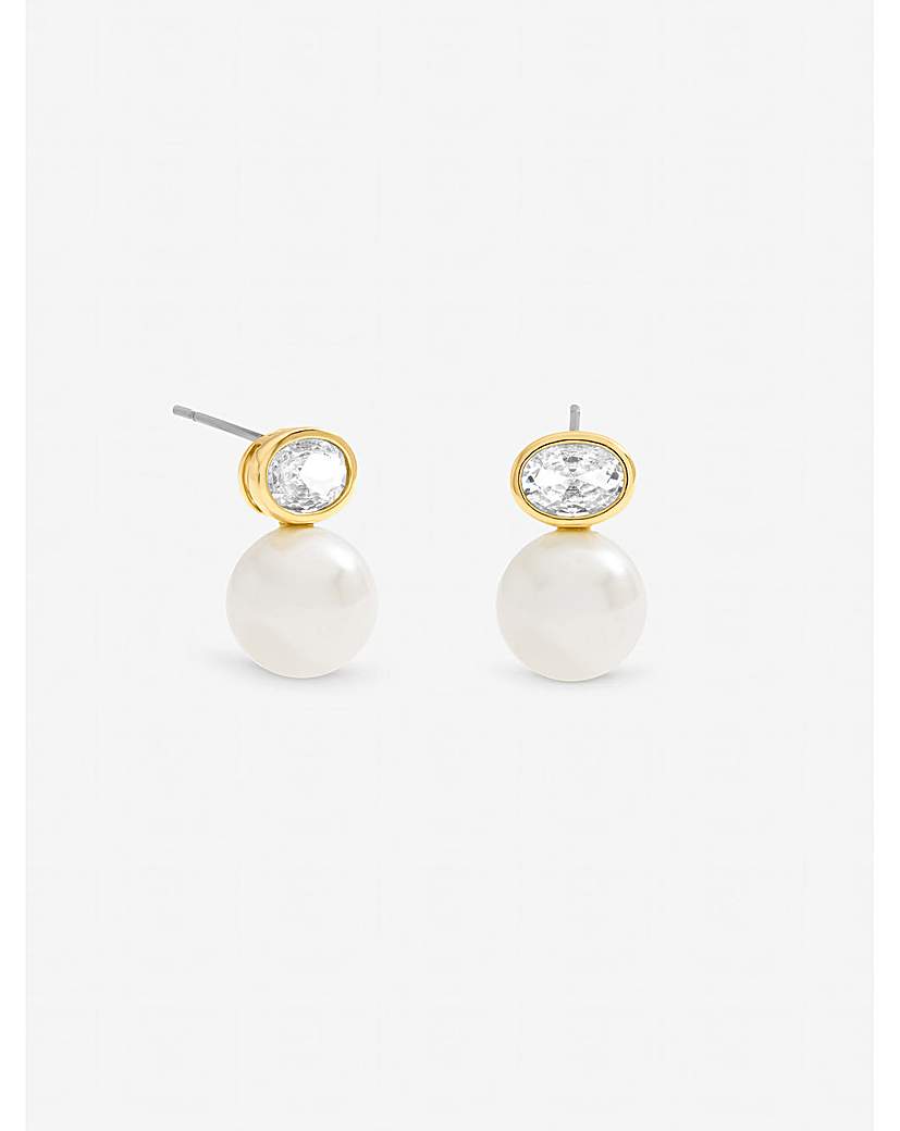 Gold Crystal & Pearl Earrings