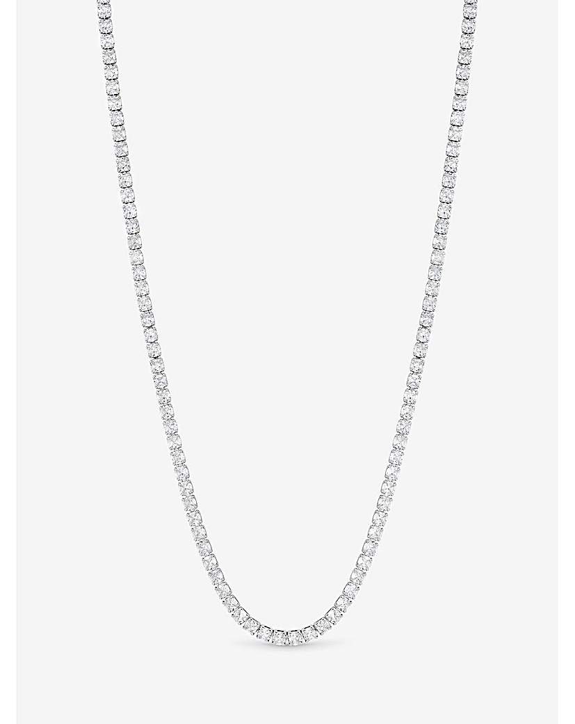 Rhodium & CZ Round Tennis Necklace