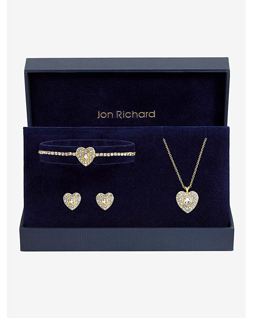 Gold & Crystal Heart Set Gift Box