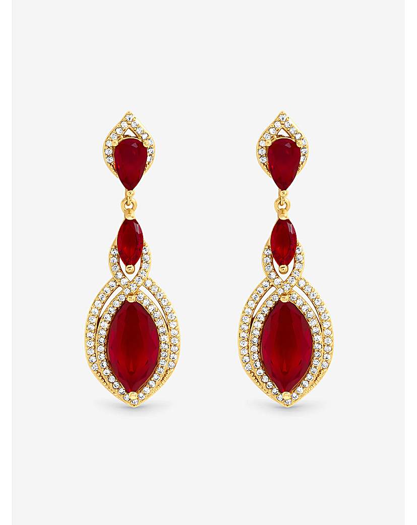 Gold & Ruby Navette Earrings