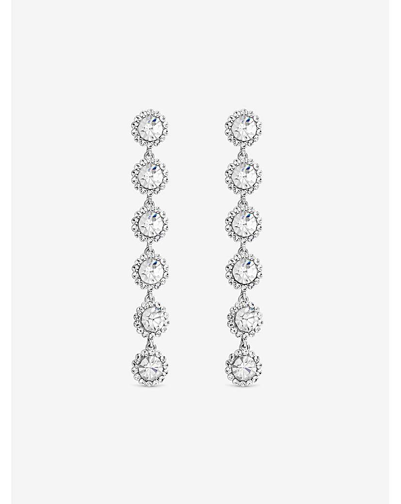 Rhodium Crystal Linear Earrings