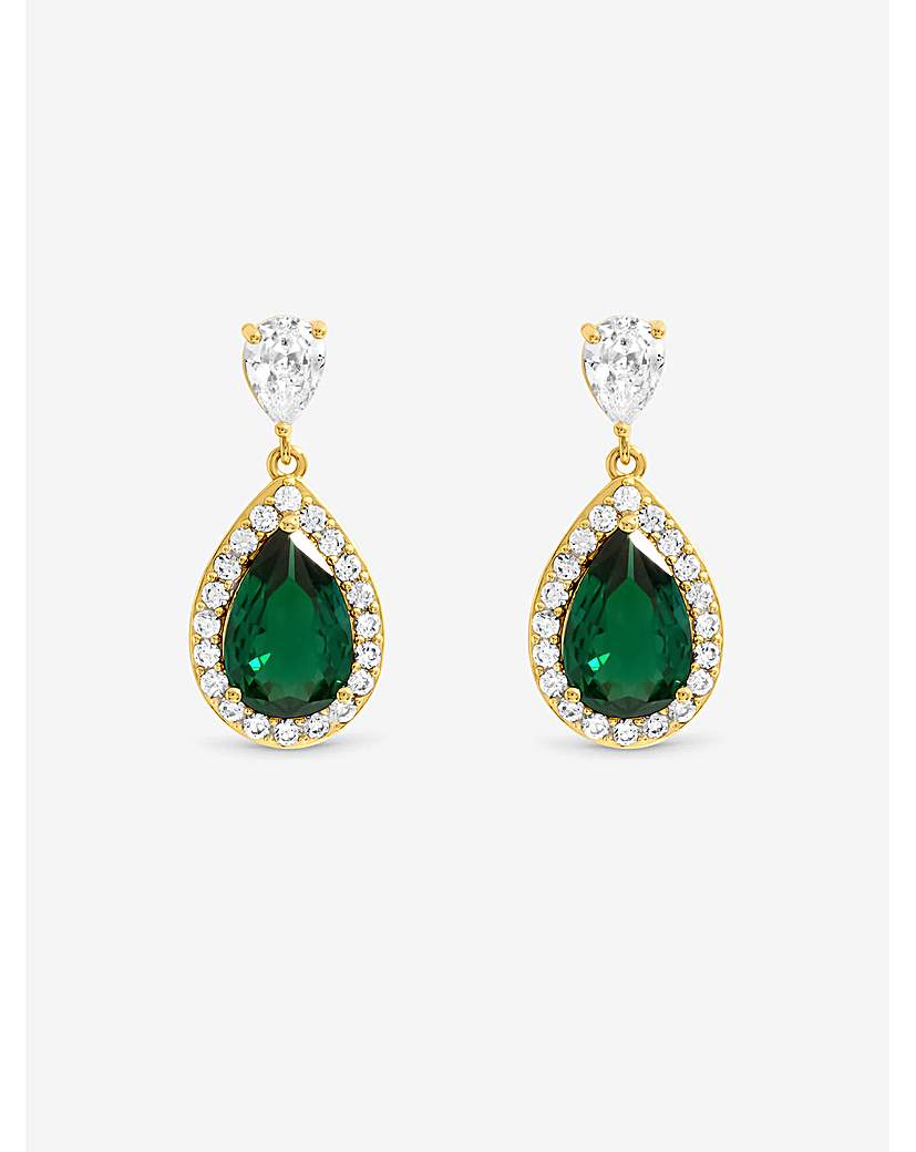 Gold CZ Pear Earrings
