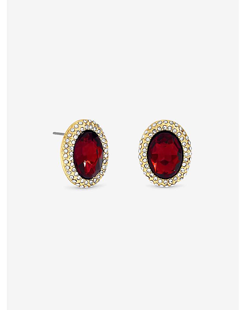 Gold Crystal & Red Studs